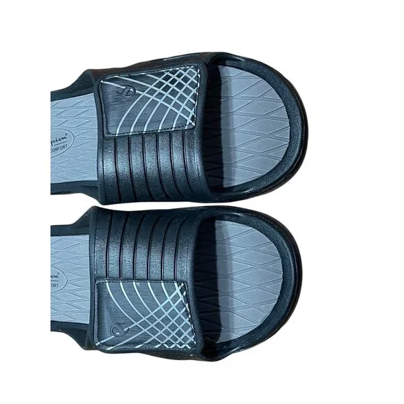 Champion Sport Comfort Slides Black/Gray Mens Size 15 Open Toe Sandals Non-Marki - Picture 6 of 10